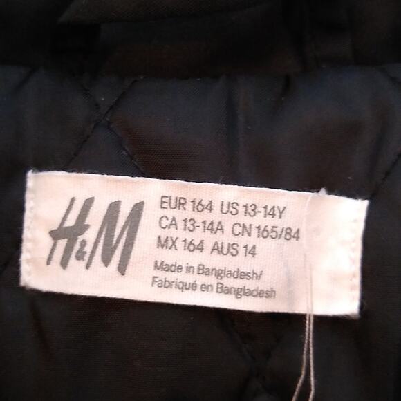 H&M juniors 13 /14 black hooded jacket. Warm - Picture 2 of 9